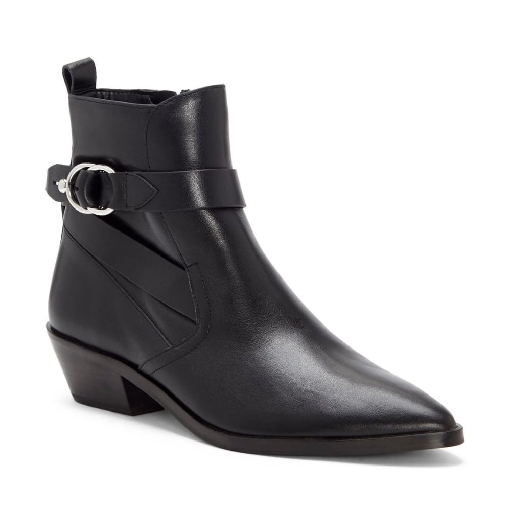 NIB $178 Rebecca Minkoff Kichi Black Leather Pointed Toe Bootie in size 7!